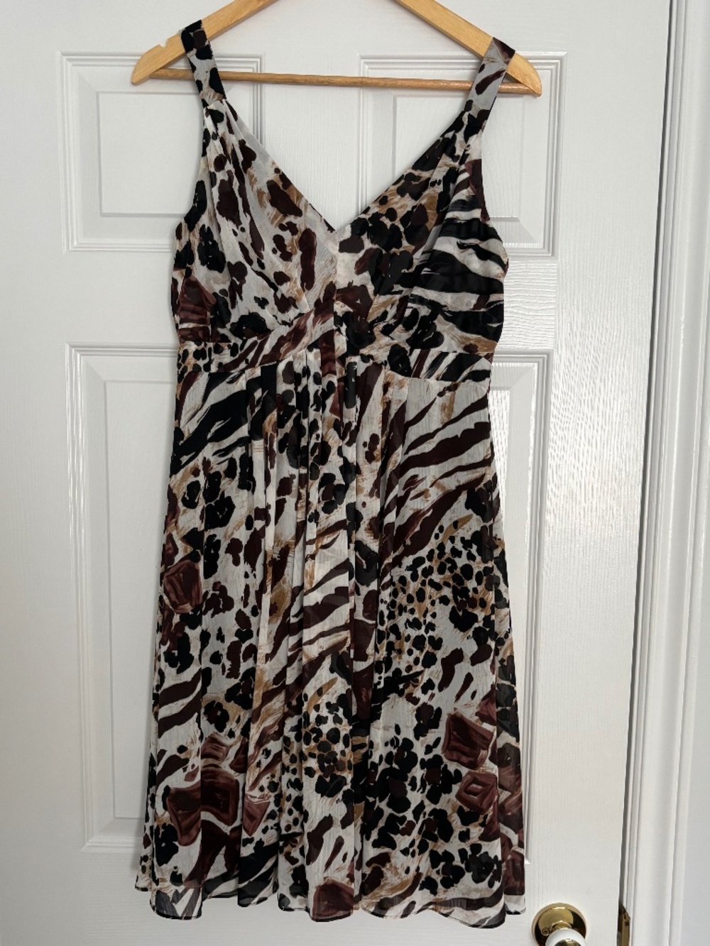 Evan Picone Animal Print Midi Dress Size 10 Sleeveless V-Neck Size 10